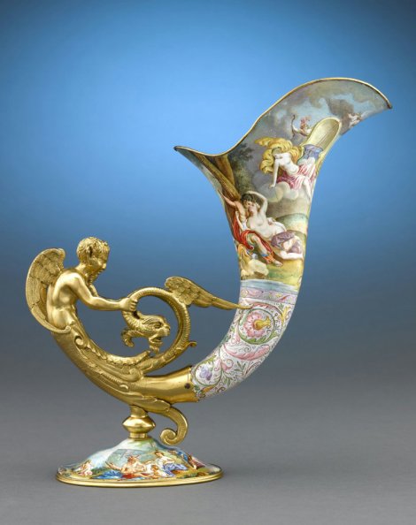 Viennese Enamelled Horn Circa 1890